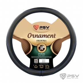 Оплётка на руль  PSV ORNAMENT Fiber (Черный/Отстрочка синяя) M