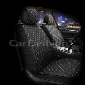 Чехлы универсальные LINEN CUBE FRONT от CarFashion Черные с серой прострочкой